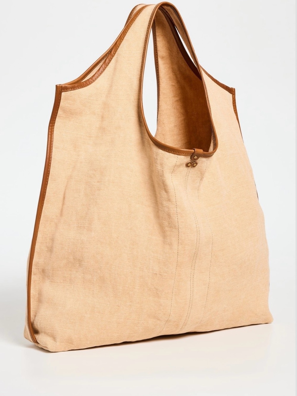 Jerome Dreyfuss Beige Canvas Tote with Brown Trim - Picture 2 of 6
